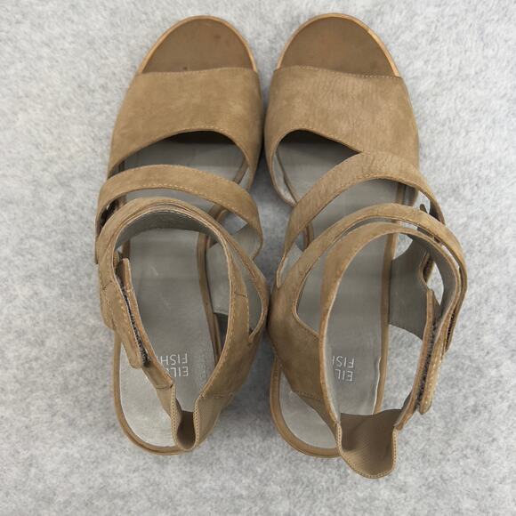 Eileen Fisher Vessey Leather Ankle Strap Sandal-Brown Tan-Block Heel -Women 9.5 - Picture 6 of 10